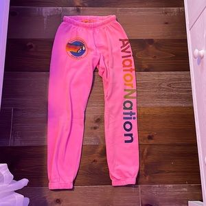 Hot, pink aviator, nation sweatpants